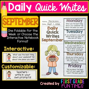 Preview of September Quick Writes Writing Prompts Fall Writing