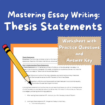 Preview of WRITING THESIS STATEMENTS: PRACTICE WORKSHEET