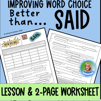 Preview of WRITING WITH IMPACT: Better than SAID Improving Word Choice Digital Printable