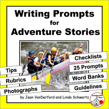 Preview of Creative WRITING PROMPTS | ADVENTURE | Tips, Rubrics, Checklists, Vocabulary