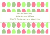 WTW Syllables and Affixes Sort 2 Cards and Word List