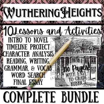 Preview of WUTHERING HEIGHTS (Bronte) | Novel Study Unit Bundle : 10 Resources | 100+ Pages