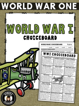 Preview of WWI ChoiceBoard Assignment + Rubric [WW1 - World War One]