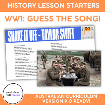 Preview of WW1 History Lesson Starters: Guess the Song Game - Engage Activities