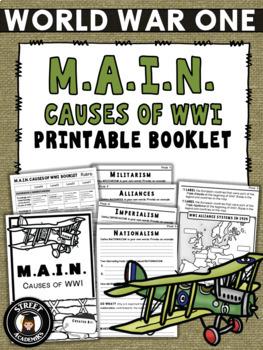 Preview of M.A.I.N. Causes of WWI - Printable Booklet + Rubric [WW1 - World War One]