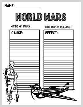 Preview of WW1 & WW2 Worksheets Cause and Effect