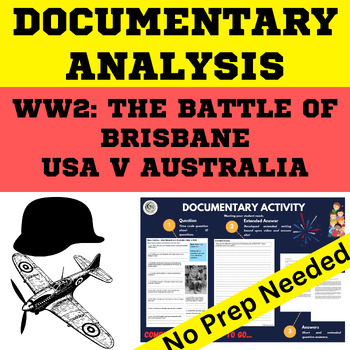 Preview of WW2 History Battle of Brisbane documentary printable + digital worksheet