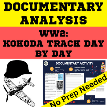 Preview of WW2 History Kokoda Track documentary printable + digital worksheet