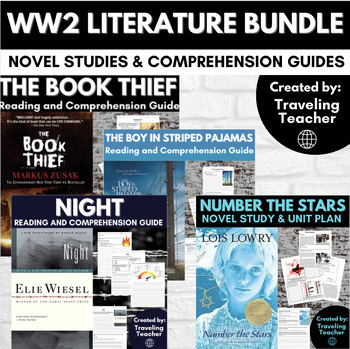 Preview of WW2 Novel Bundle: The Book Thief, Night, Number the Stars Boy in Striped Pajamas