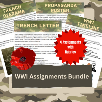 Preview of WWI Assignment Bundle, CHC2D, CHC2P, With Rubrics