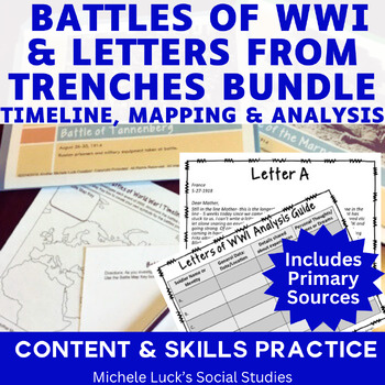 Preview of WWI Battles and Letters from the Trenches Timeline Mapping & Analysis BUNDLE