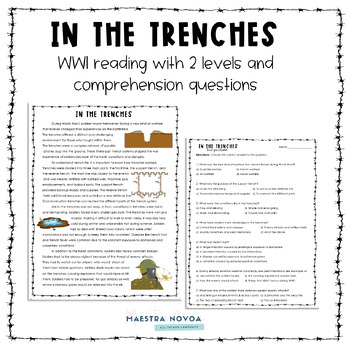 Preview of WWI In the Trenches Reading - 2 Levels