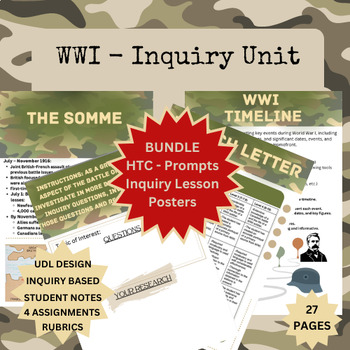 Preview of WWI Inquiry Unit Bundle, CHC2D, CHC2P, UDL Design