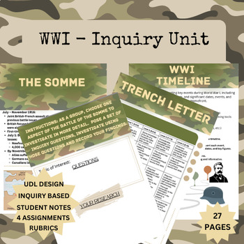 Preview of WWI Inquiry Unit, UDL Design, Historical Thinking Concepts, CHC2D