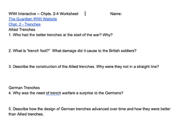 Preview of WWI Interactive - The Guardian, Chapters 2-4 - Trenches/Empires/Fronts
