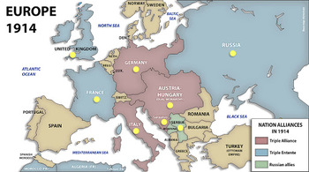 Europe 1914 Map Labeled Ww1 Map Teaching Resources | Teachers Pay Teachers