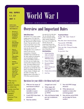 Preview of WWI - Parent Newsletter