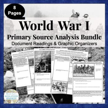 Preview of WWI Primary Source Analysis BUNDLED Set World War One 1