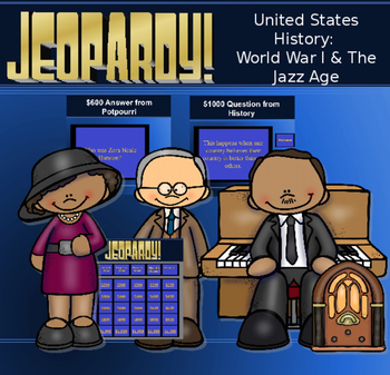 Preview of WWI & Roaring 20s Jeopardy Game