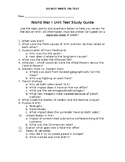 WWI Study Guide and Unit Test