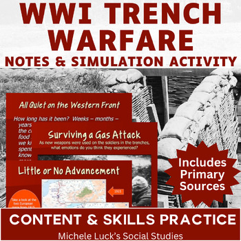 Preview of WWI Trench Warfare Activity Notes & Experiential Exercise