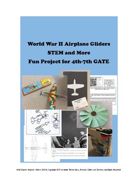 Preview of WWII Airplane Fighter Gliders - GATE STEM + Reading 3rd-7th Grades