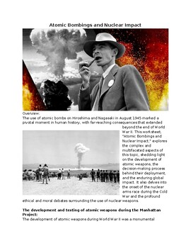 Preview of WWII - Atomic Bombings and Nuclear Impact Worksheet with KEY