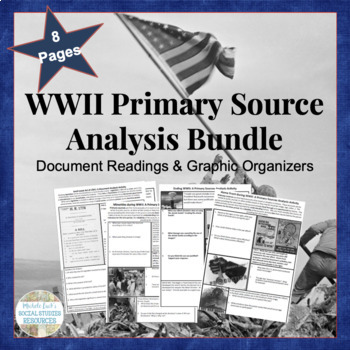 Preview of WWII BUNDLED SET Primary Source Analysis Assignment Handouts US History WW2