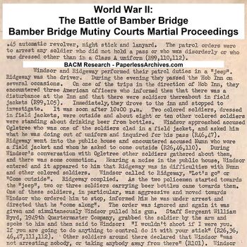 Preview of WWII Battle of Bamber Bridge - Bamber Bridge Mutiny Courts Martial Proceedings