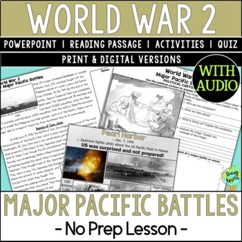 Preview of World War 2 Pacific Theater Battles Lesson - Pearl Harbor - Iwo Jima - Activity