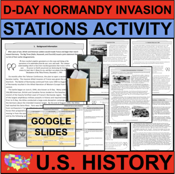 Preview of WWII D-DAY Normandy Beach Invasion U.S. History STATIONS (PDF & GOOGLE)