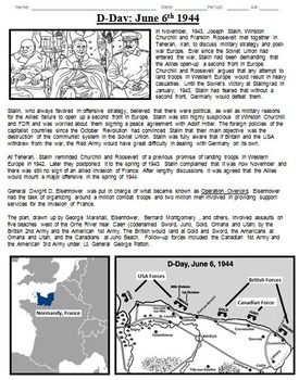 Preview of WWII D-Day Summary Sheet