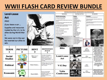 Preview of WWII Flash Cards - Common Core Review Bundle