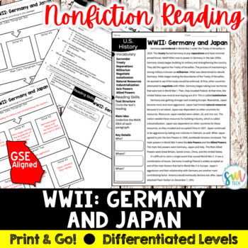 Preview of WWII: Germany & Japan Close Reading & Writing Activity SS5H4, SS5H4a GSE