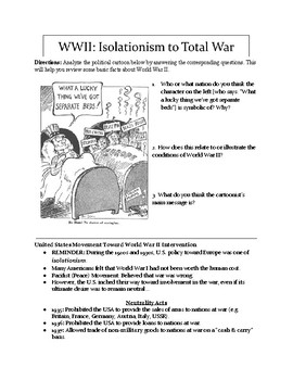 Preview of WWII: Isolationism to Total War - Introductory Document Analysis