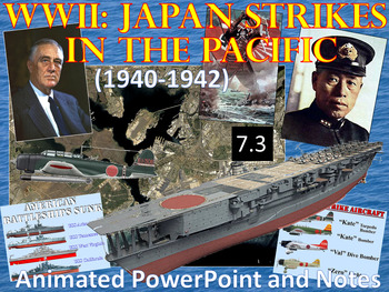 Preview of WWII: Japan Strikes in the Pacific Animated PowerPoint and Notes (7.3)