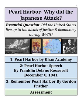 Preview of WWII Pearl Harbor Activity- Why did the Japanese Attack? PDF Source Inquiry Work