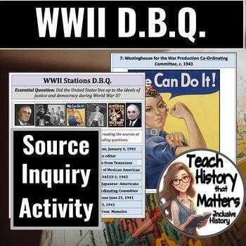Preview of WWII Stations D.B.Q. Activity Ideals of Justice & Democracy w. Graphic Organizer