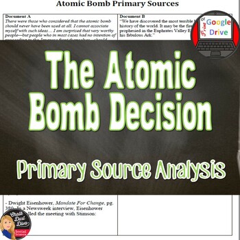 Preview of WWII | The Atomic Bomb Decision | Primary Source Analysis | Print & Digital