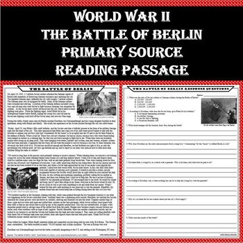 Preview of WWII - The Battle of Berlin Primary Source Reading Passage (Print and Digital)