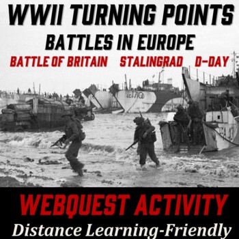 Preview of WWII Turning Point in Europe - WebQuest (Battle of Britain, Stalingrad & D-Day)