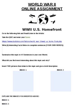 ww2 homefront assignment