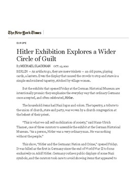 Preview of WWII Unit Hitler NYT Article + MC Questions + Answer Key