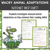 Wacky Animal Adaptations Webquest Reading Research Worksheet