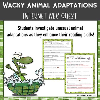 Preview of Wacky Animal Adaptations Webquest Worksheet Internet Scavenger Hunt Activity
