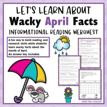 Preview of Wacky April Facts Internet Reading Research WebQuest Activity Worksheets