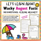 Wacky August Facts Worksheets WebQuest Internet Reading Re