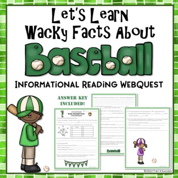 Preview of Wacky Baseball Facts WebQuest Reading Research Activity Worksheets