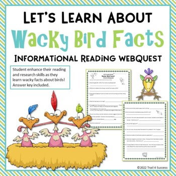 Preview of Wacky Bird Facts Webquest Worksheets Internet Scavenger Hunt Research Activity