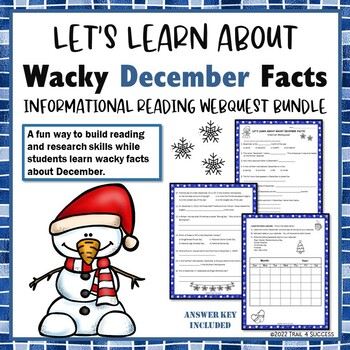 Preview of Wacky December Facts Webquest Worksheets Internet Scavenger Hunt Activity